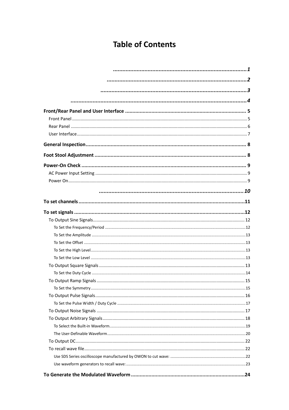 OWON AG (-F) Series User Manual | Page 4 / 52