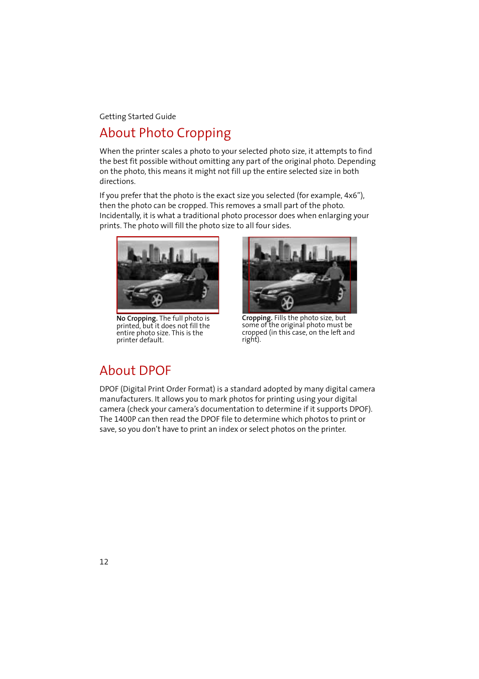 About photo cropping, About dpof | Compaq 1400P User Manual | Page 14 / 32