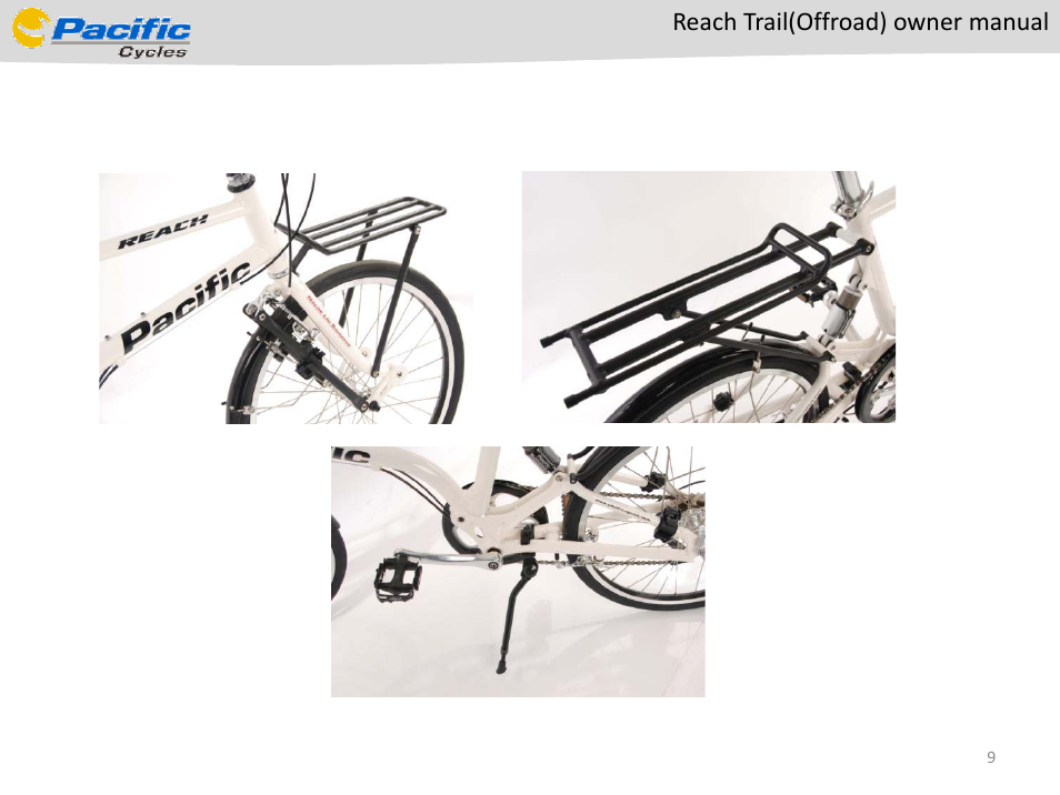 Accessories: front and rear carriers, kickstand | Pacific Cycles Reach Trail(Offroad) User Manual | Page 9 / 11