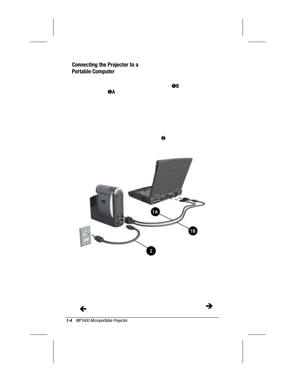 Connecting to a portable computer | Compaq MP1600 User Manual | Page 10 / 50