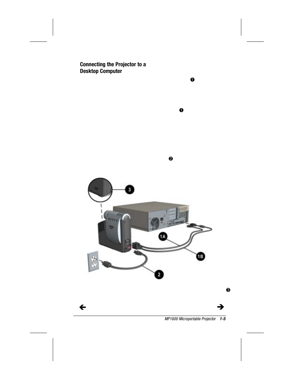 Connecting to a desktop computer | Compaq MP1600 User Manual | Page 11 / 50