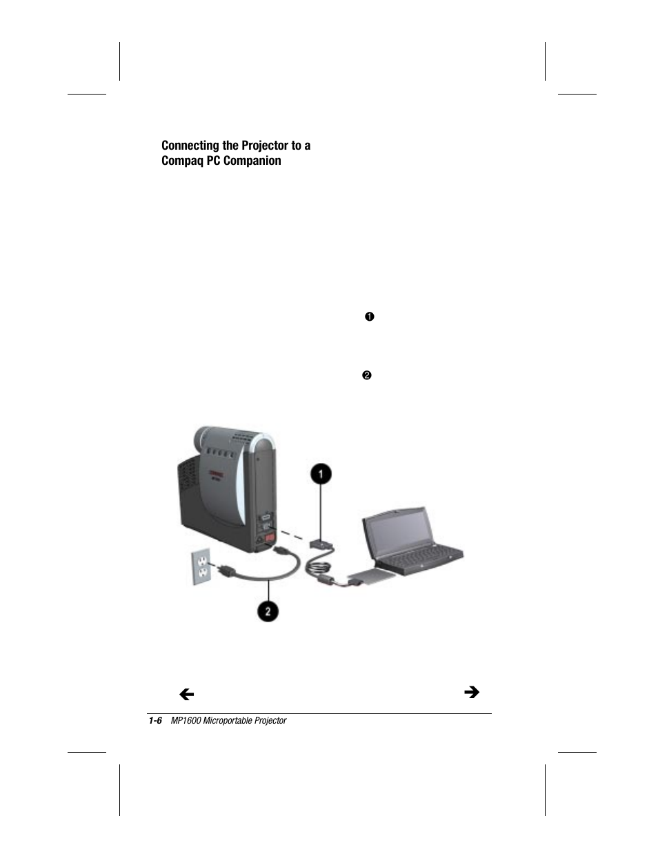 Connecting to a compaq pc companion | Compaq MP1600 User Manual | Page 12 / 50