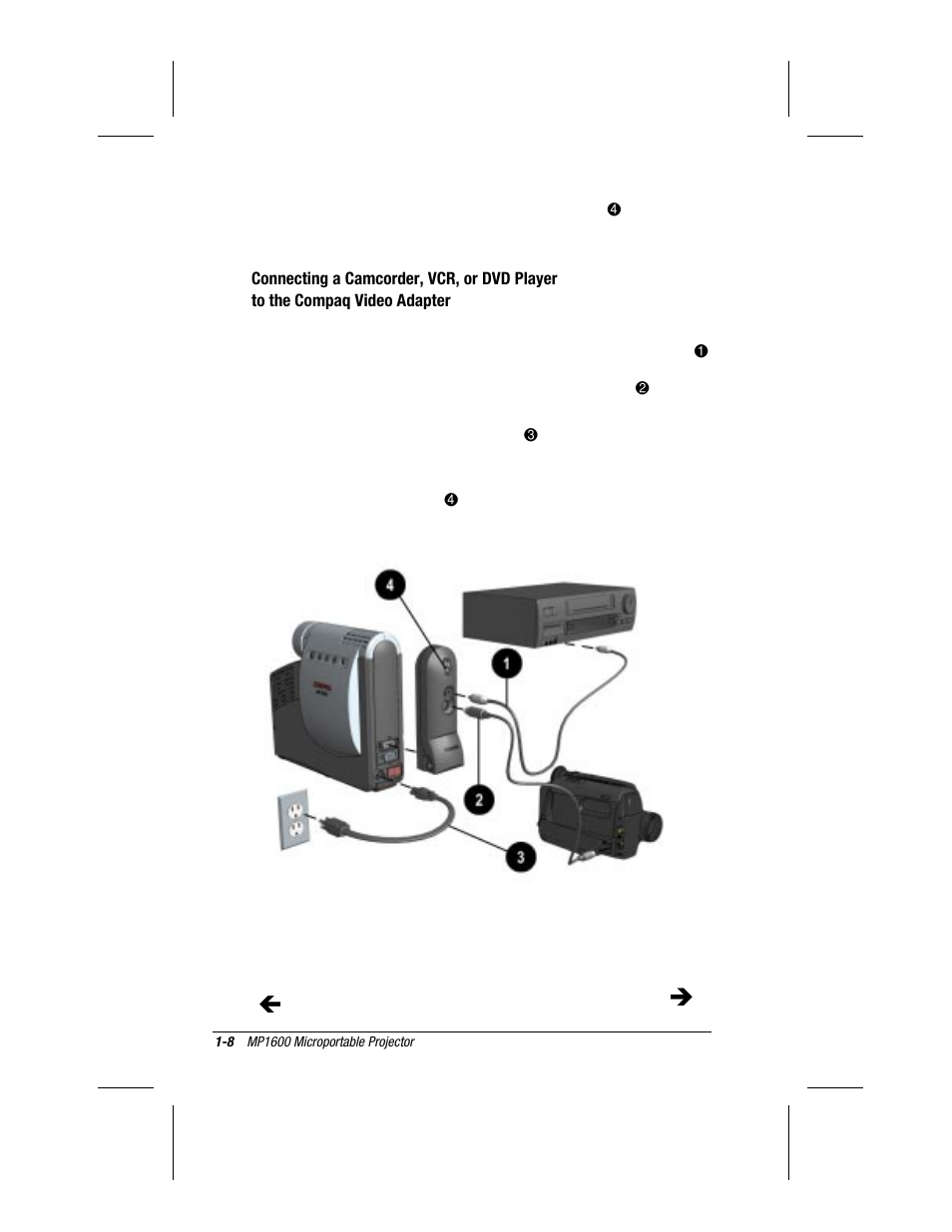 Connecting a camcorder, vcr, or dvd player | Compaq MP1600 User Manual | Page 14 / 50