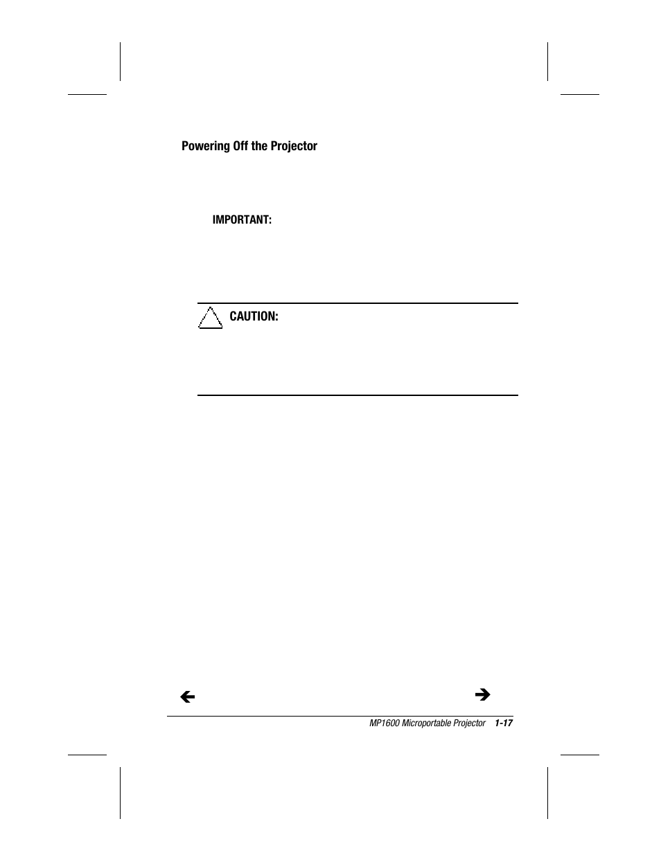 Powering off the projector | Compaq MP1600 User Manual | Page 23 / 50