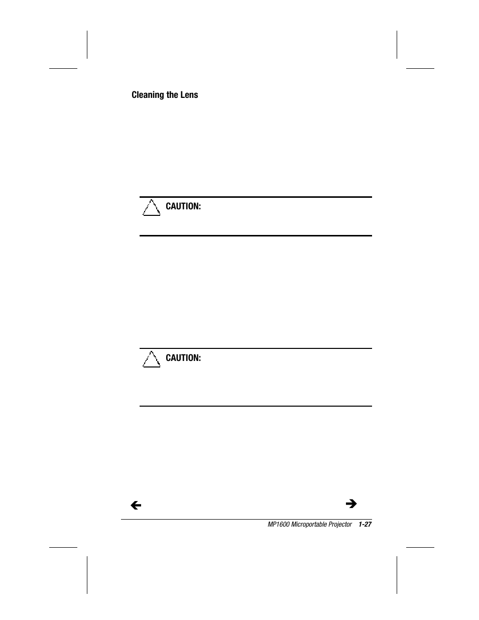 Cleaning the lens | Compaq MP1600 User Manual | Page 33 / 50