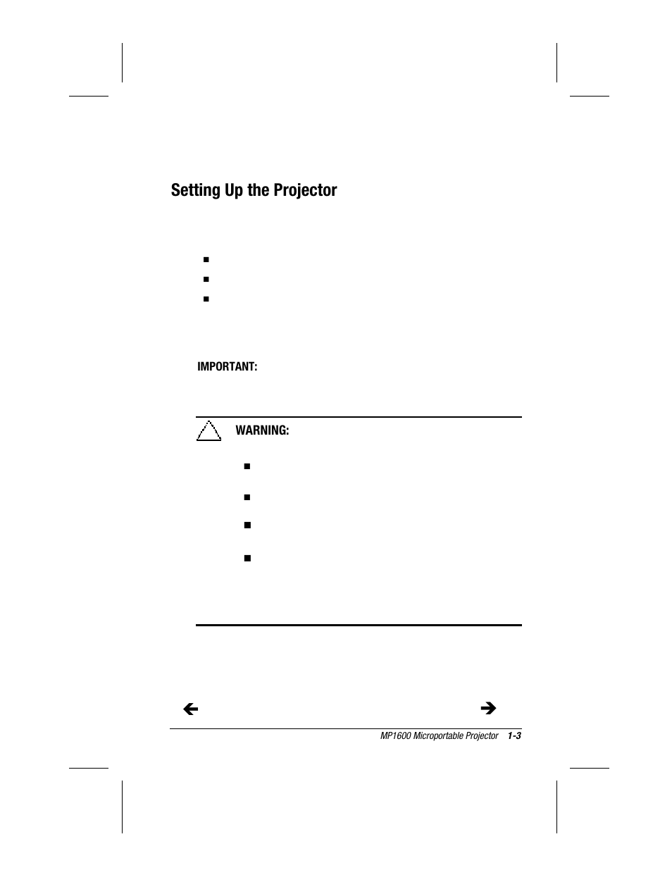 Setting up the projector | Compaq MP1600 User Manual | Page 9 / 50