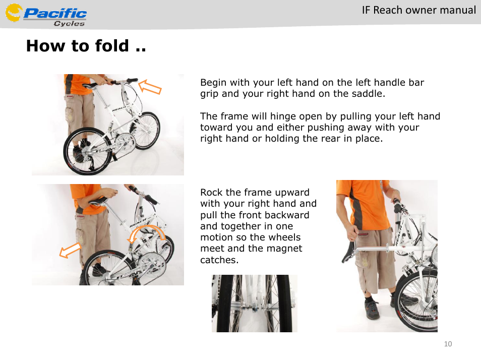How to fold, If reach owner manual | Pacific Cycles IF Reach User Manual | Page 10 / 14