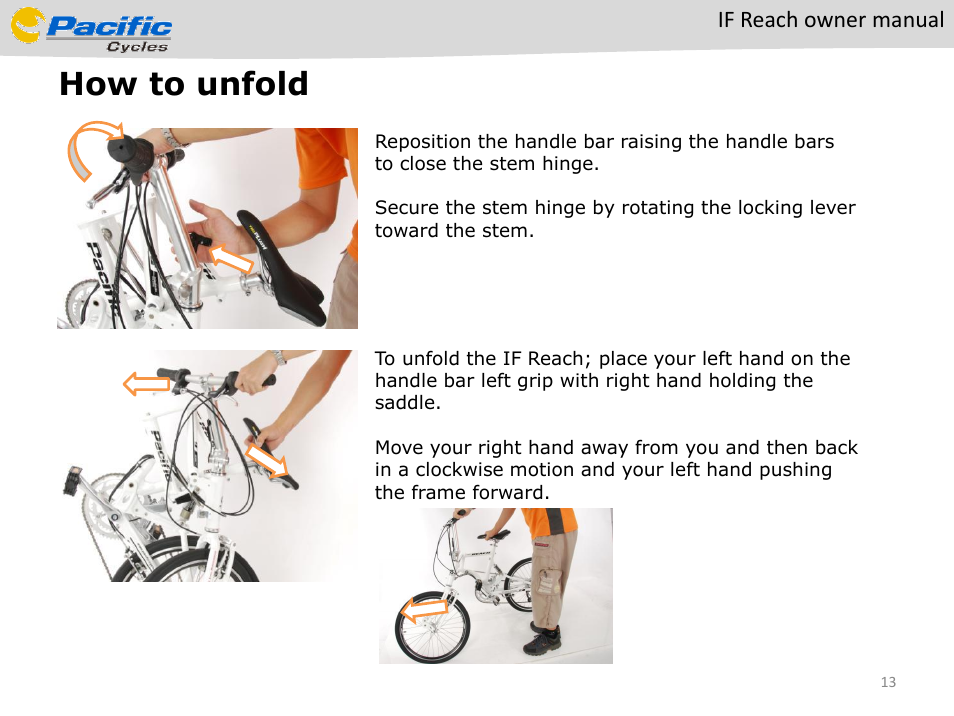 How to unfold, If reach owner manual | Pacific Cycles IF Reach User Manual | Page 13 / 14