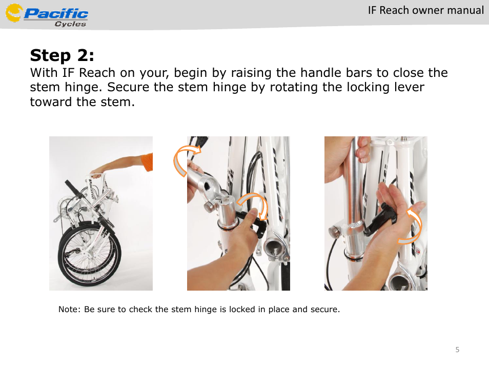 Step 2 | Pacific Cycles IF Reach User Manual | Page 5 / 14