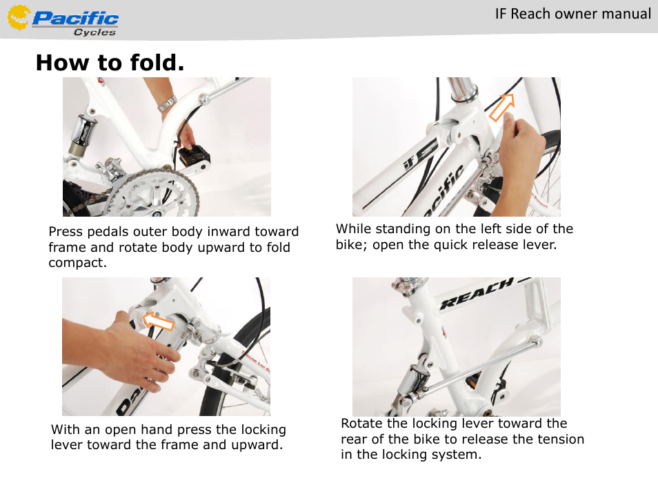 How to fold, If reach owner manual | Pacific Cycles IF Reach User Manual | Page 9 / 14