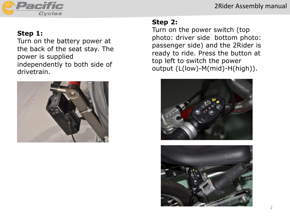 Pacific Cycles 2Rider Electric User Manual | Page 2 / 3