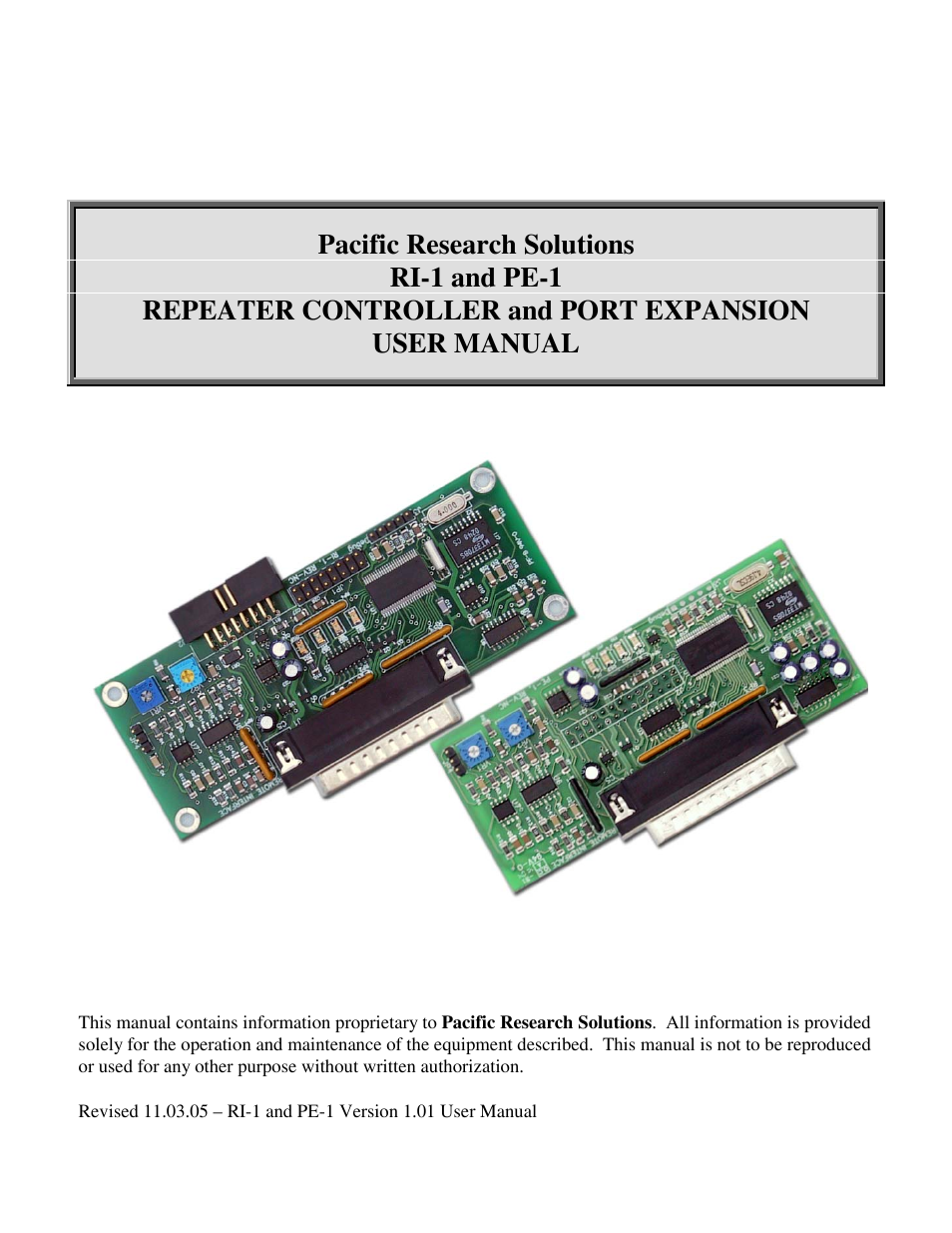 Pacific Research Solutions RI-1 User Manual | 84 pages