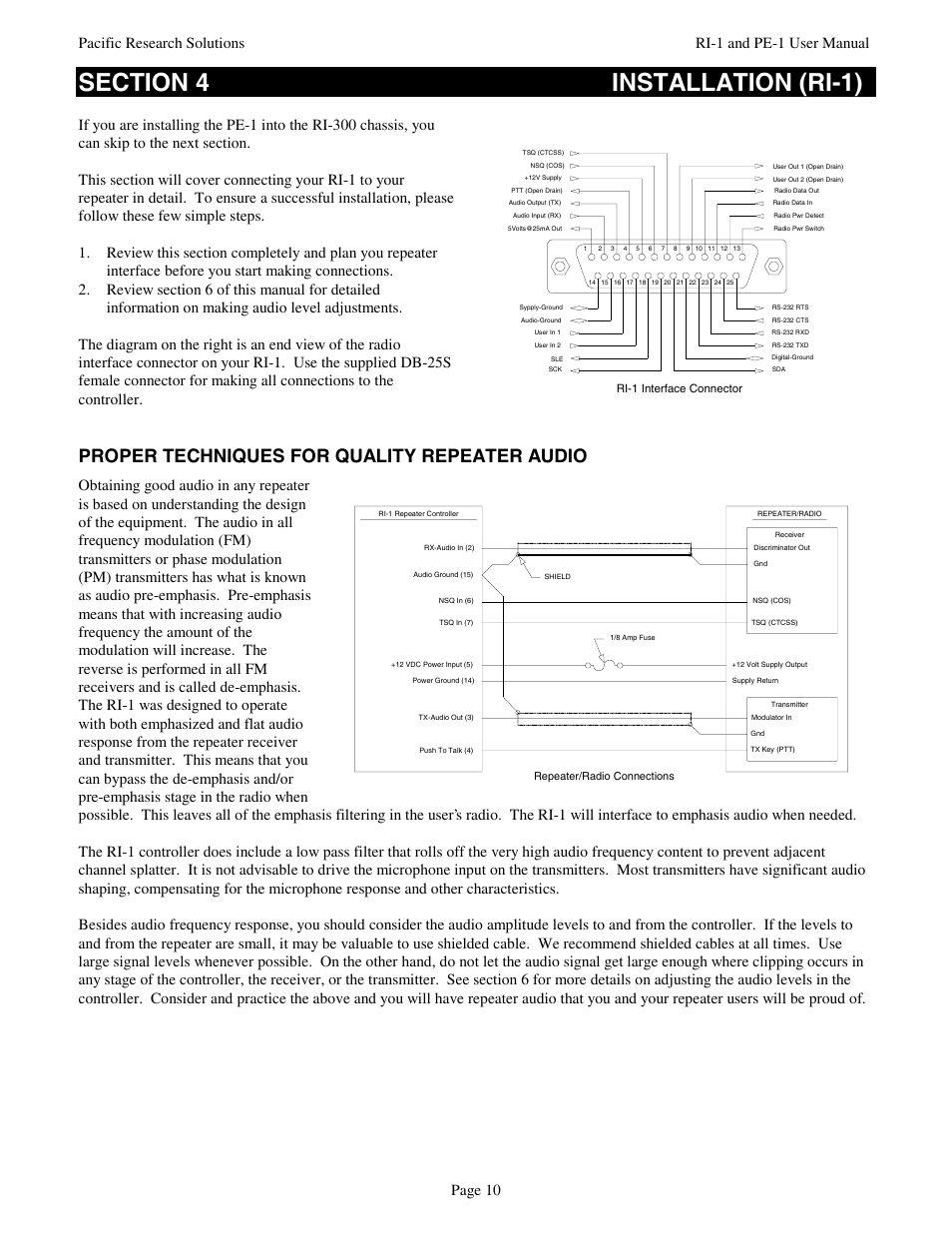 Proper techniques for quality repeater audio | Pacific Research Solutions RI-1 User Manual | Page 16 / 84