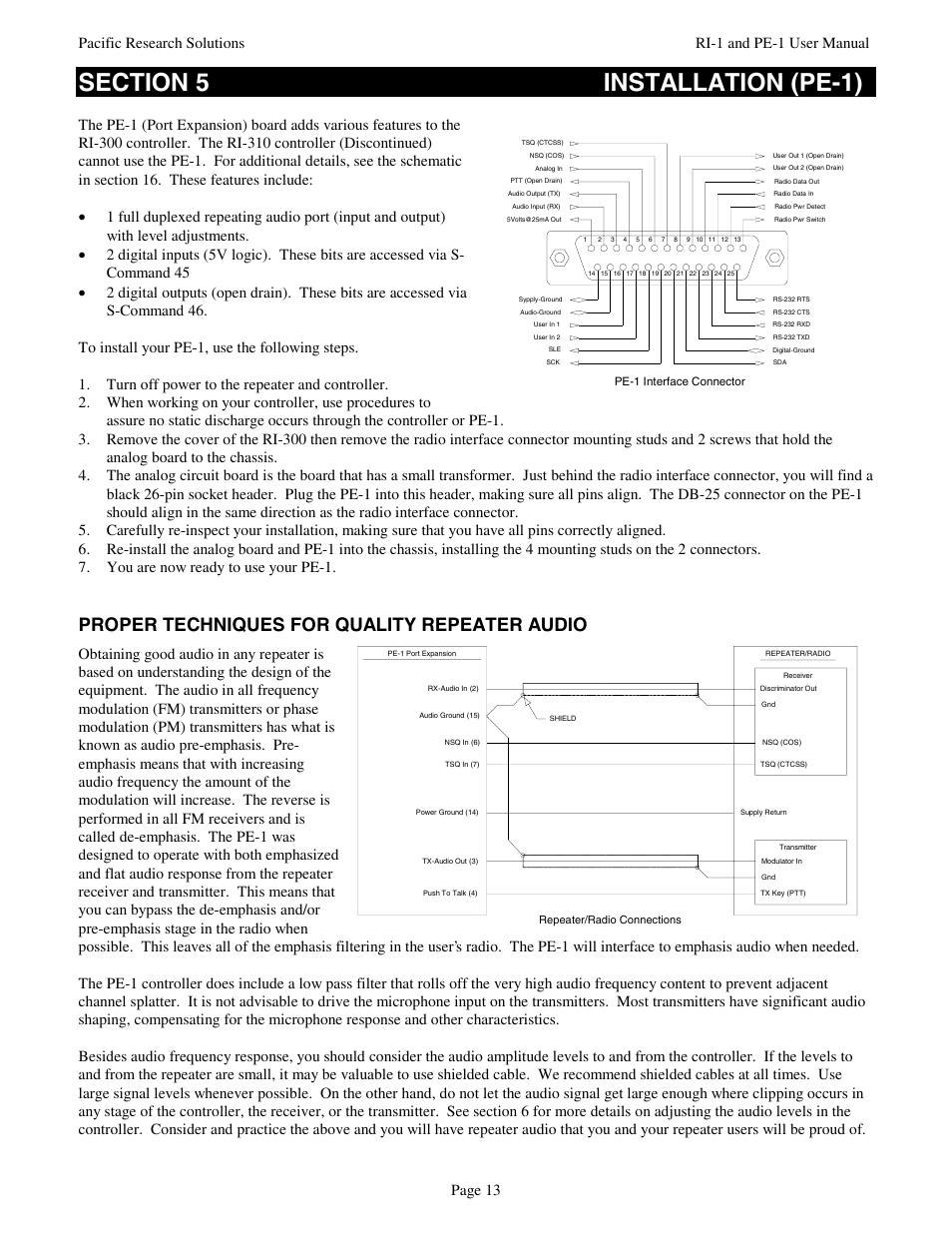 Proper techniques for quality repeater audio | Pacific Research Solutions RI-1 User Manual | Page 19 / 84