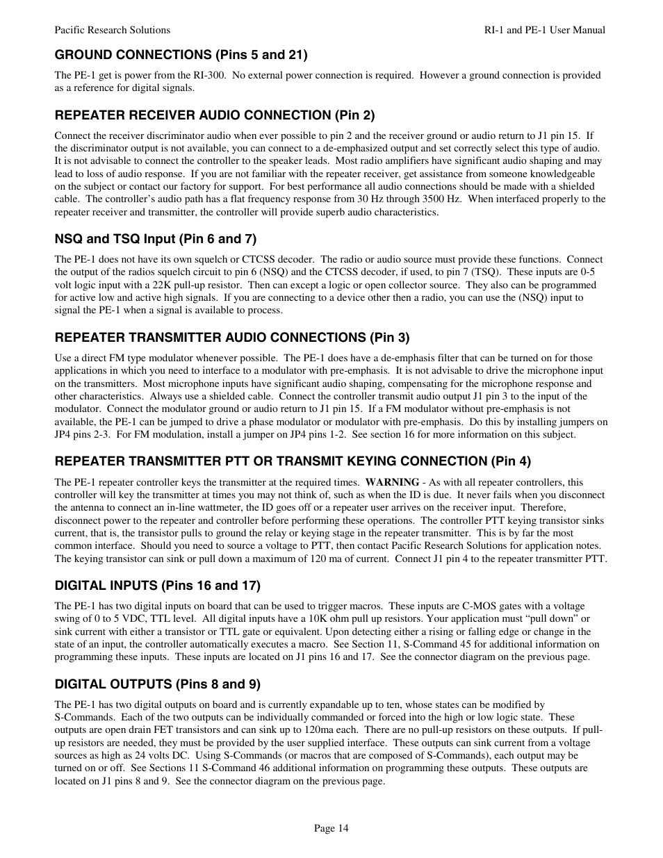 Pacific Research Solutions RI-1 User Manual | Page 20 / 84