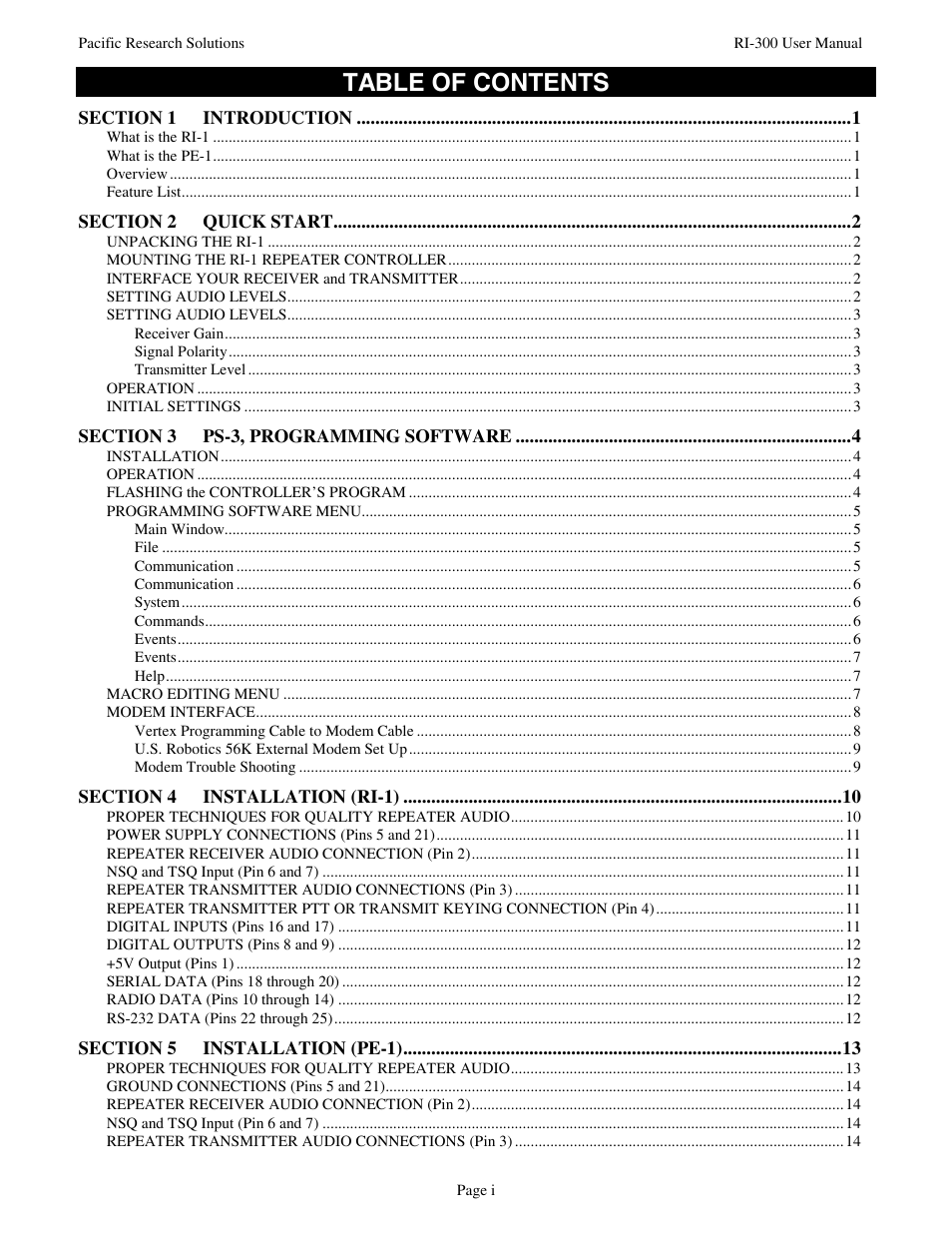Pacific Research Solutions RI-1 User Manual | Page 3 / 84