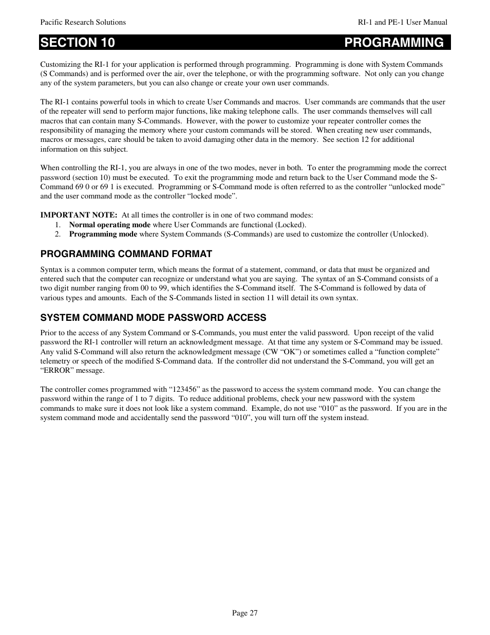 Pacific Research Solutions RI-1 User Manual | Page 33 / 84