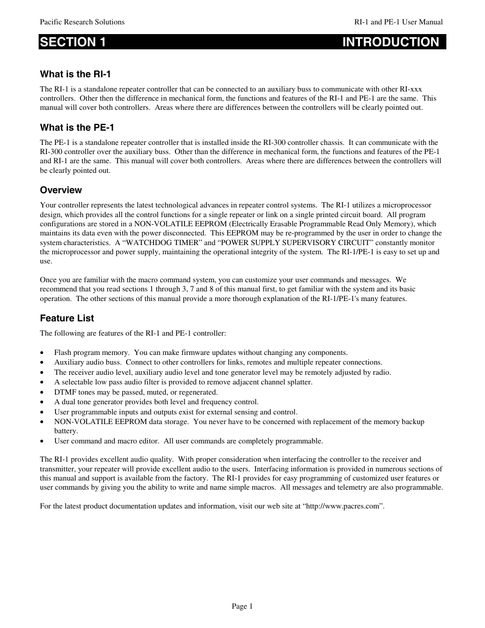 Pacific Research Solutions RI-1 User Manual | Page 7 / 84