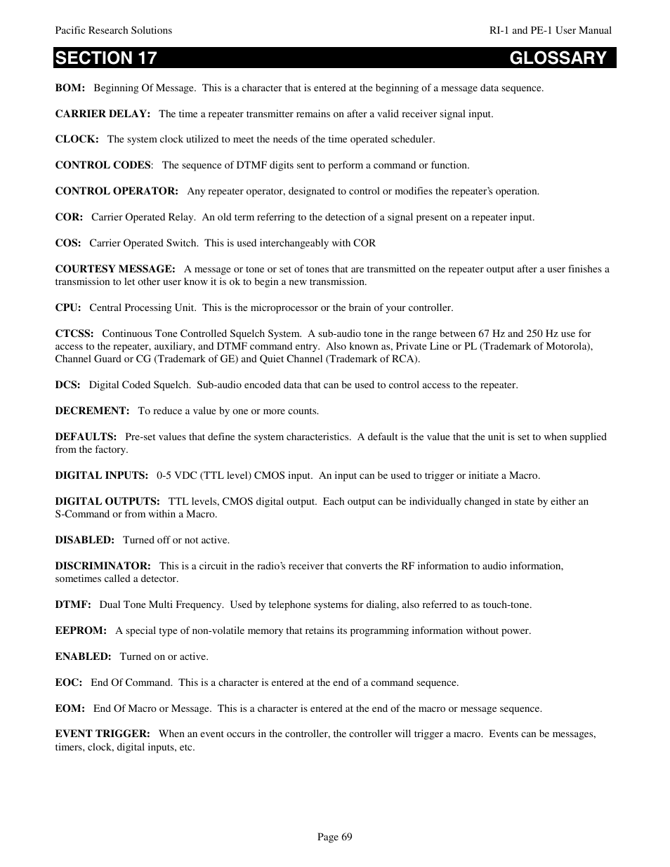 Pacific Research Solutions RI-1 User Manual | Page 75 / 84