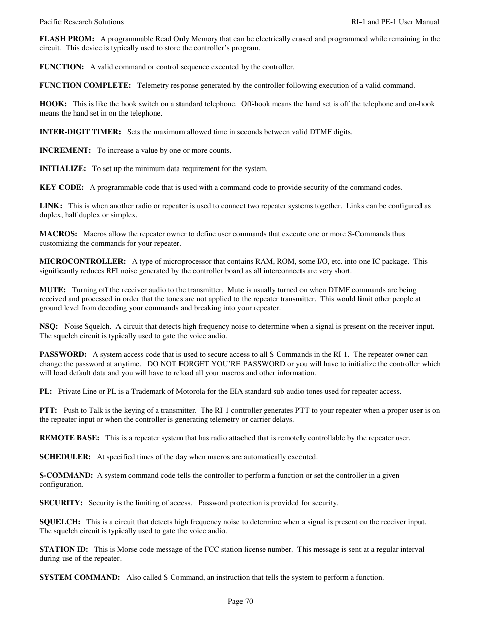 Pacific Research Solutions RI-1 User Manual | Page 76 / 84