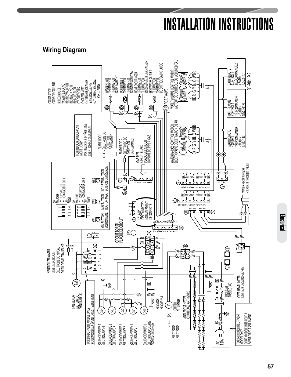 Installation instructions, Electrical, Wiring diagram | Paloma PHH-32 part 2 User Manual | Page 21 / 36