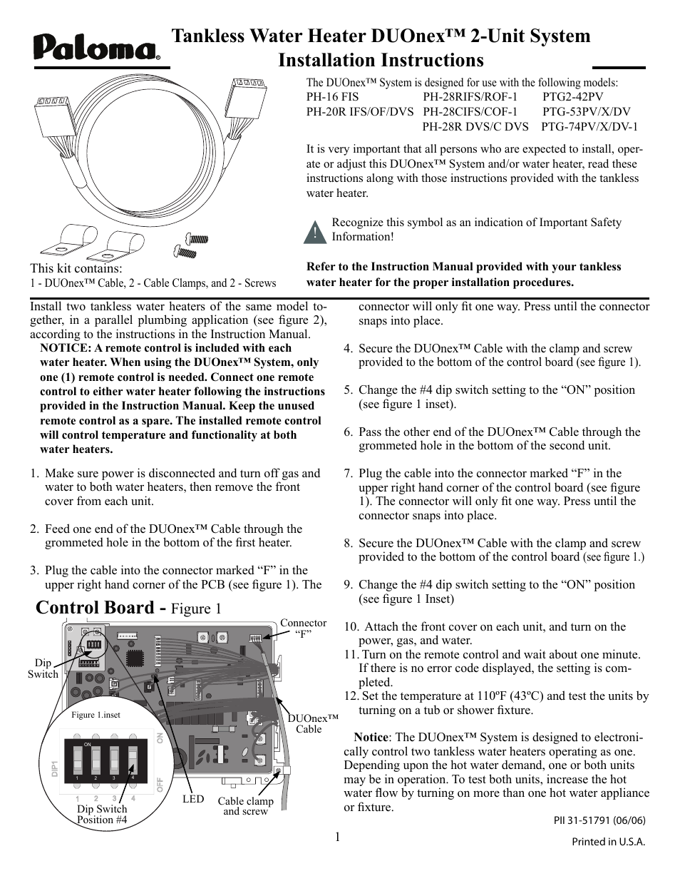 Paloma DUOnex 2-Unit System User Manual | 2 pages