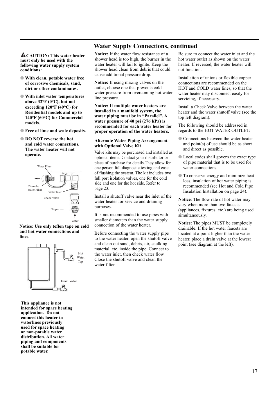 Water supply connections, continued | Paloma PH-28R IFSN User Manual | Page 17 / 40