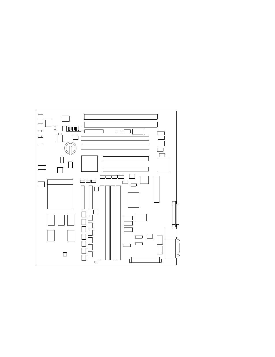 Figure 2–1 alphapc 164sx switch/connector/compone, Alphapc 164sx switch/connector/component location | Compaq AlphaPC 164SX User Manual | Page 22 / 72