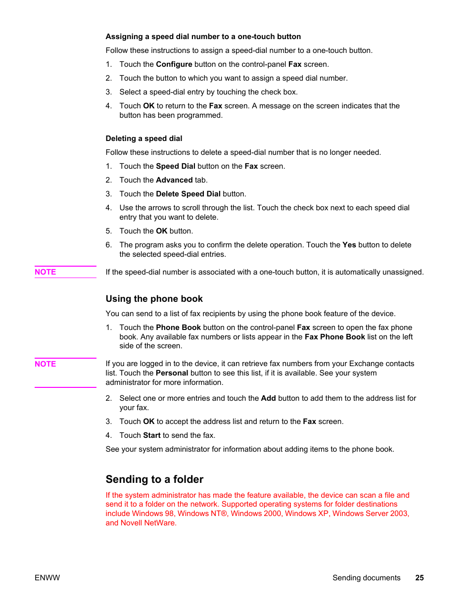 Sending to a folder | HP 9200c User Manual | Page 31 / 56