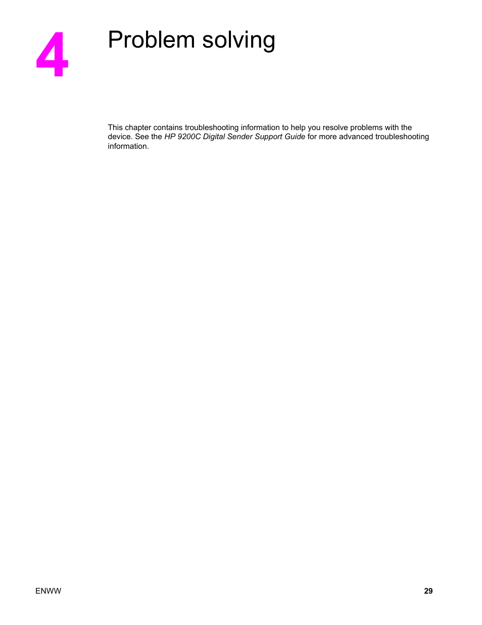 Problem solving, 4 problem solving | HP 9200c User Manual | Page 35 / 56