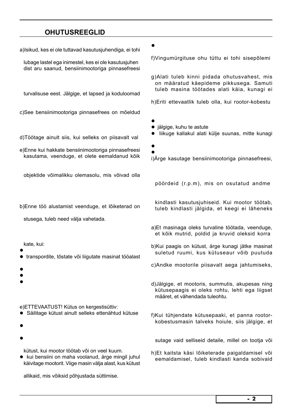 Ohutusreeglid | Partner PFT3540 B User Manual | Page 123 / 156