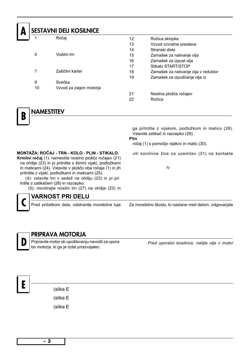 Priprava motorja, Nastavitev roke, Mod. 1 | Mod. 2, Mod. 3, Mod. 4 | Partner PFT3540 B User Manual | Page 138 / 156