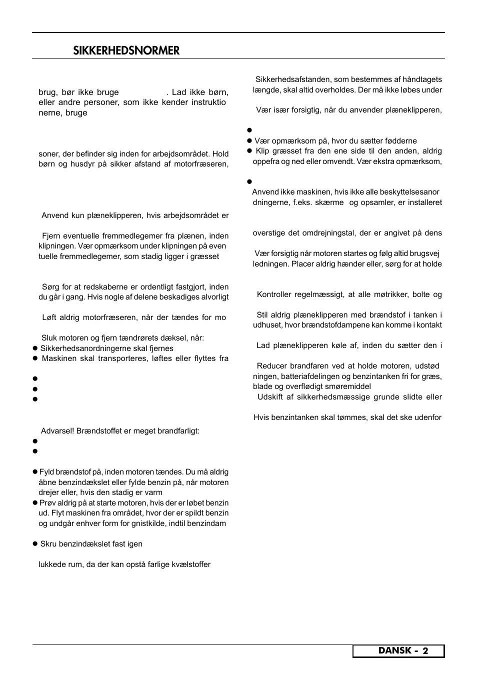 Sikkerhedsnormer | Partner PFT3540 B User Manual | Page 53 / 156