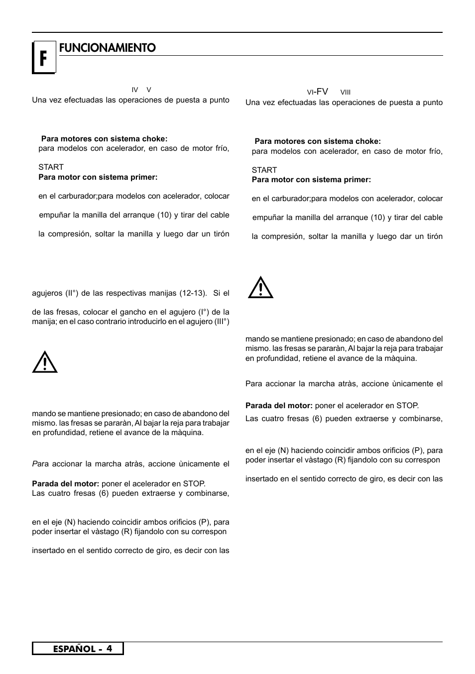 Mod.2, Mod.1, Funcionamiento | Partner PFT3540 B User Manual | Page 62 / 156