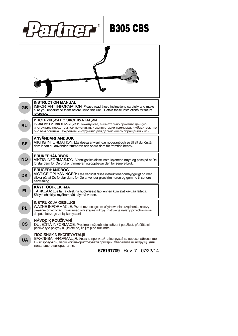 Partner B305 CBS Rev.7 User Manual | 140 pages