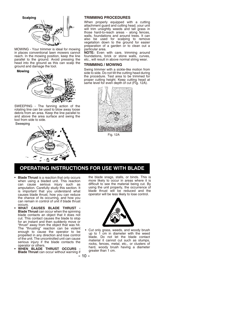 Operating instructions for use with blade | Partner B305 CBS Rev.7 User Manual | Page 10 / 140