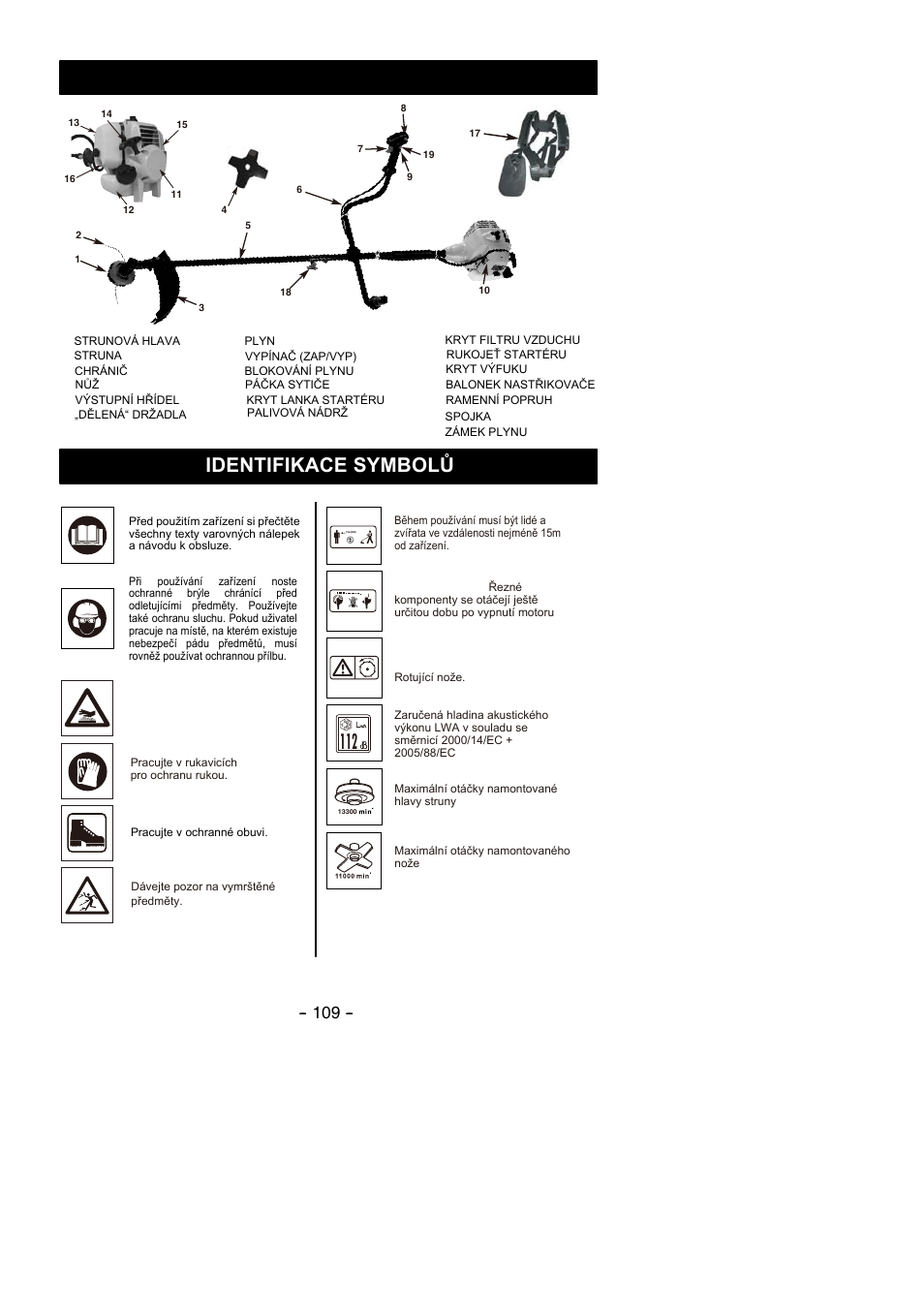 Identifikace (co je co?) identifikace symbolů, Varování | Partner B305 CBS Rev.7 User Manual | Page 109 / 140