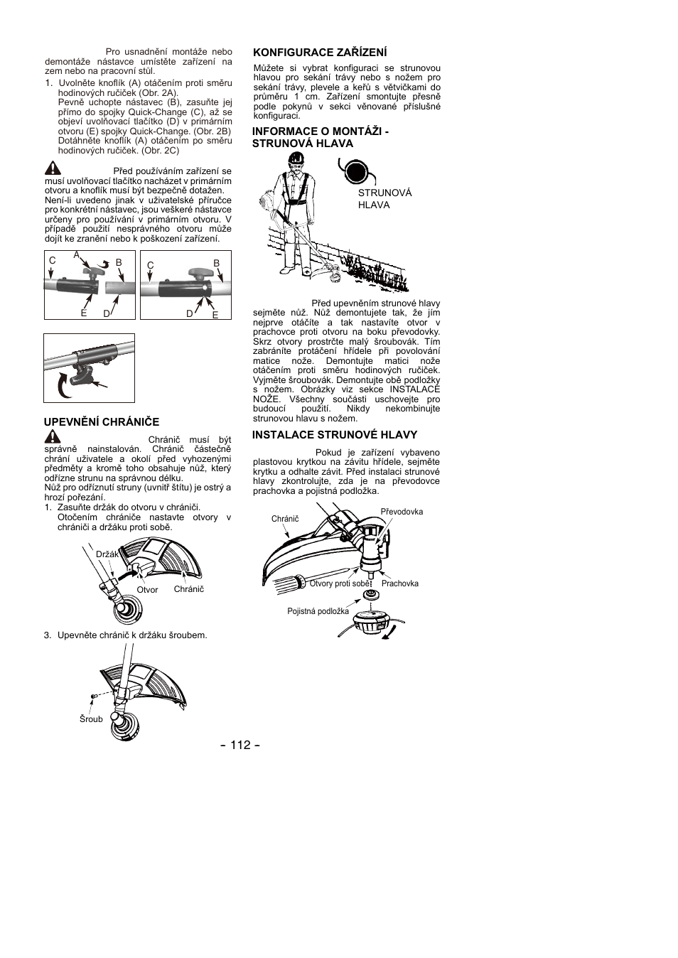 Varování, Pozor | Partner B305 CBS Rev.7 User Manual | Page 112 / 140