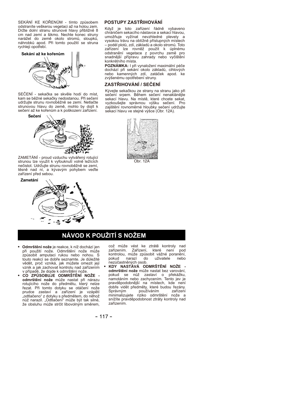 Návod k použití s nožem | Partner B305 CBS Rev.7 User Manual | Page 117 / 140