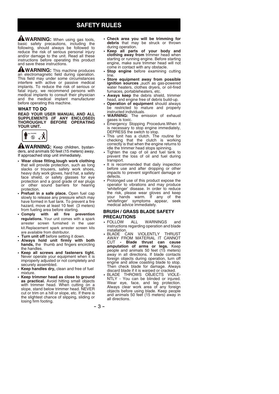 Safety rules, Warning | Partner B305 CBS Rev.7 User Manual | Page 3 / 140