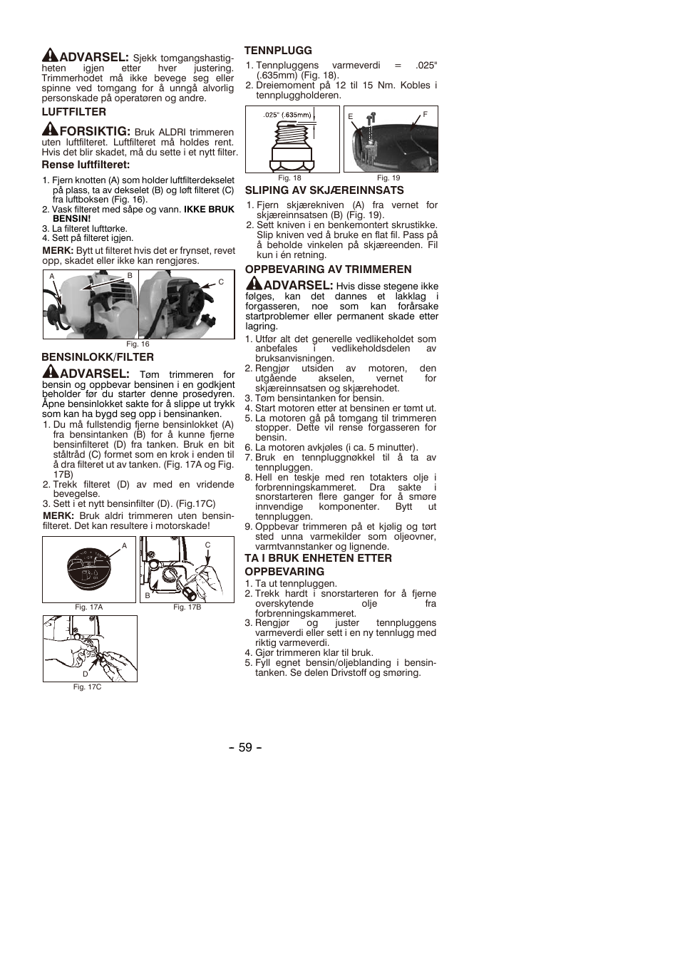 Advarsel, Forsiktig | Partner B305 CBS Rev.7 User Manual | Page 59 / 140