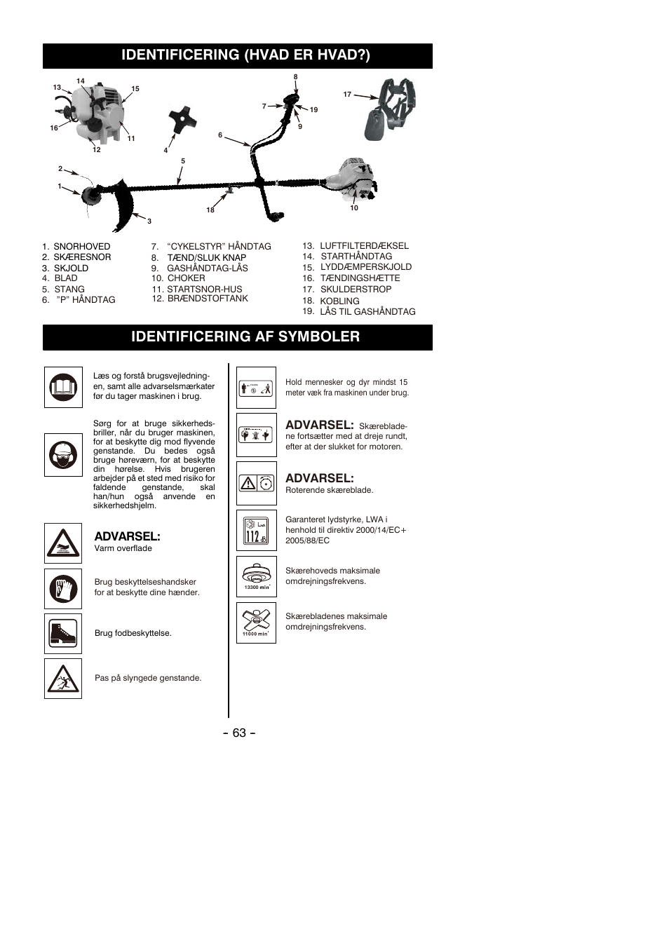 Advarsel | Partner B305 CBS Rev.7 User Manual | Page 63 / 140