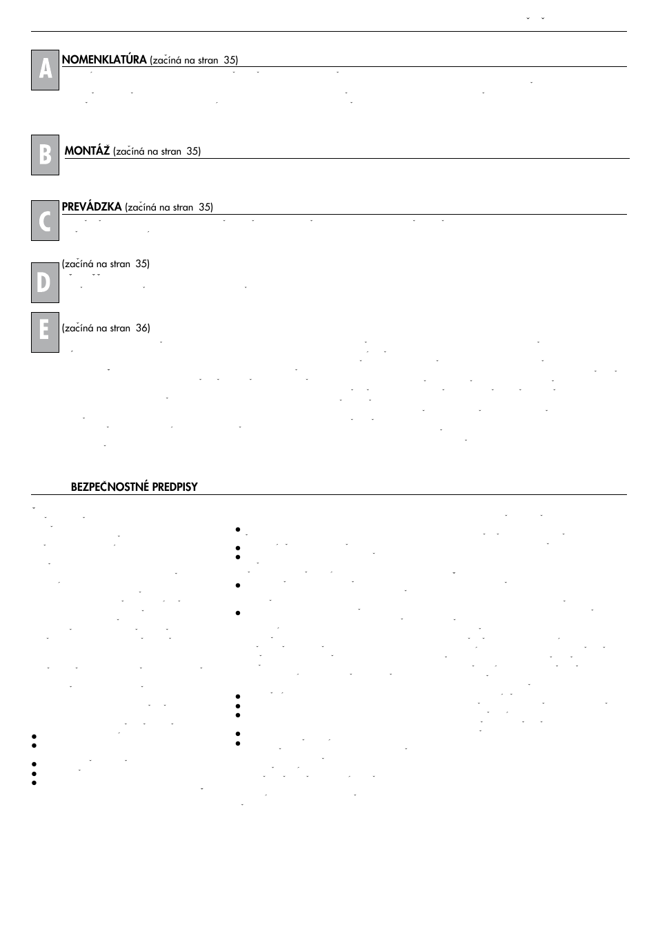 Montáz, Nomenklatúra, Prevádzka | C° es ° kä republika, Bezpec ° nostné predpisy | Partner PSKL72B User Manual | Page 21 / 40