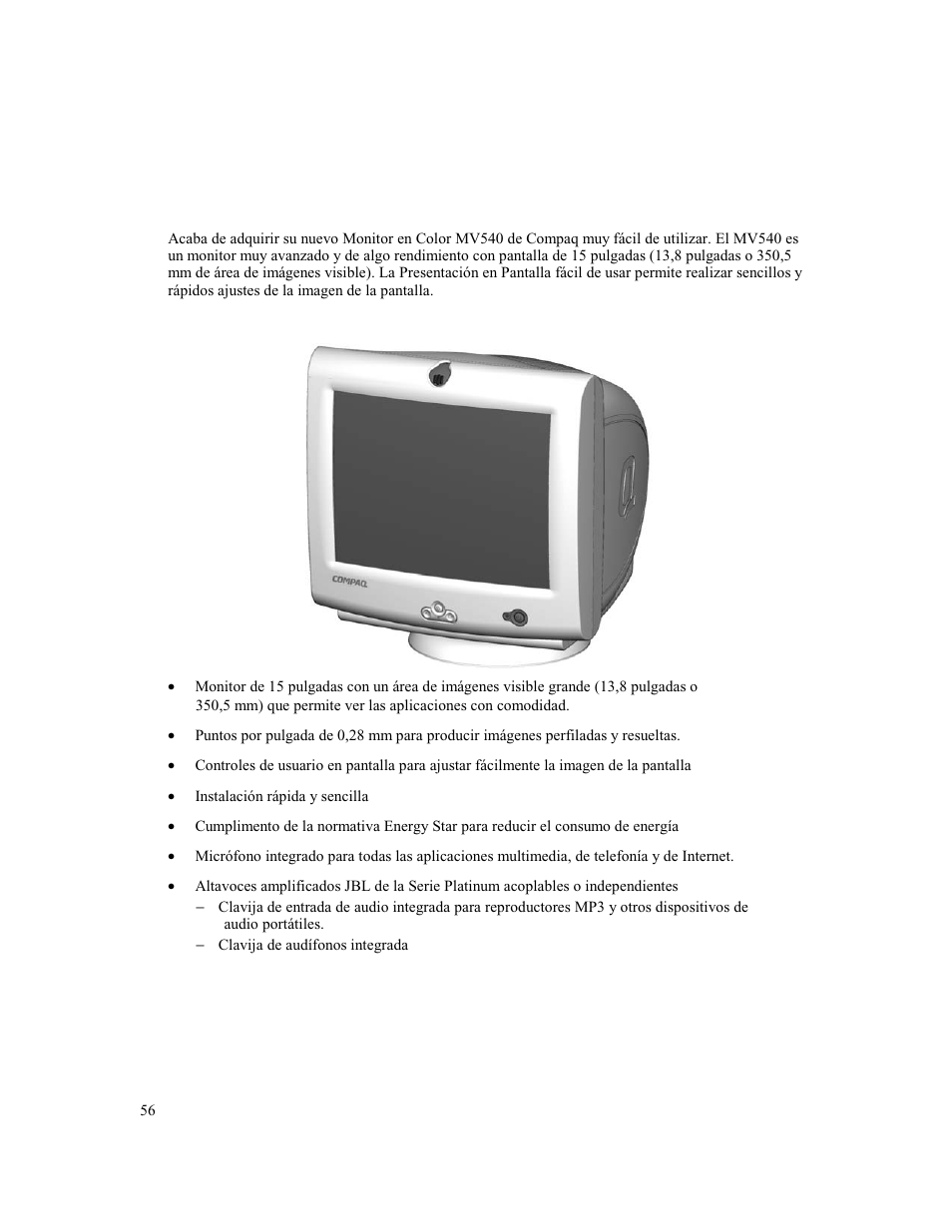 Ntroducción | Compaq MV 540 User Manual | Page 58 / 74