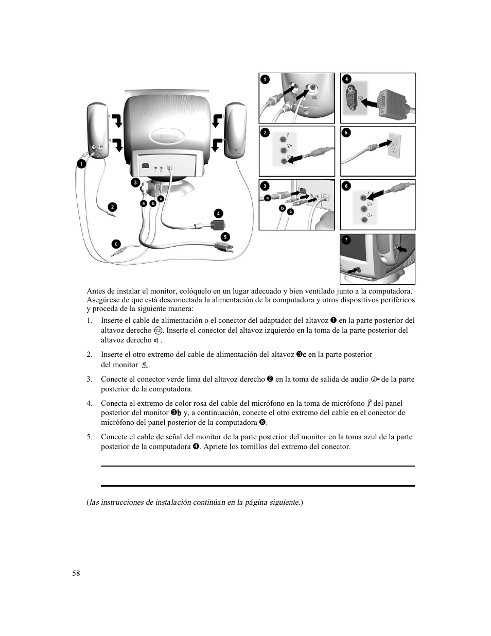 Instalación | Compaq MV 540 User Manual | Page 60 / 74