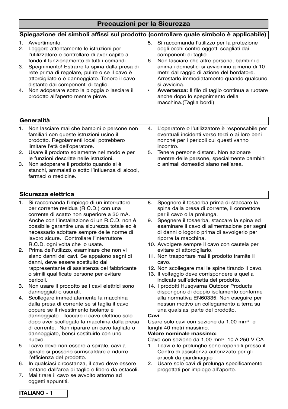 Precauzioni per la sicurezza | Partner Safety Book User Manual | Page 34 / 72