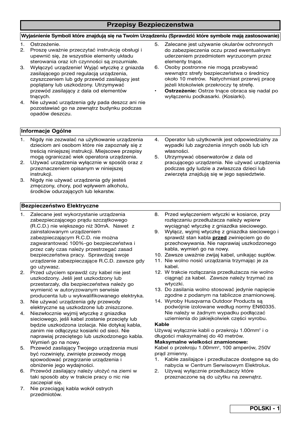 Przepisy bezpieczenstwa | Partner Safety Book User Manual | Page 43 / 72