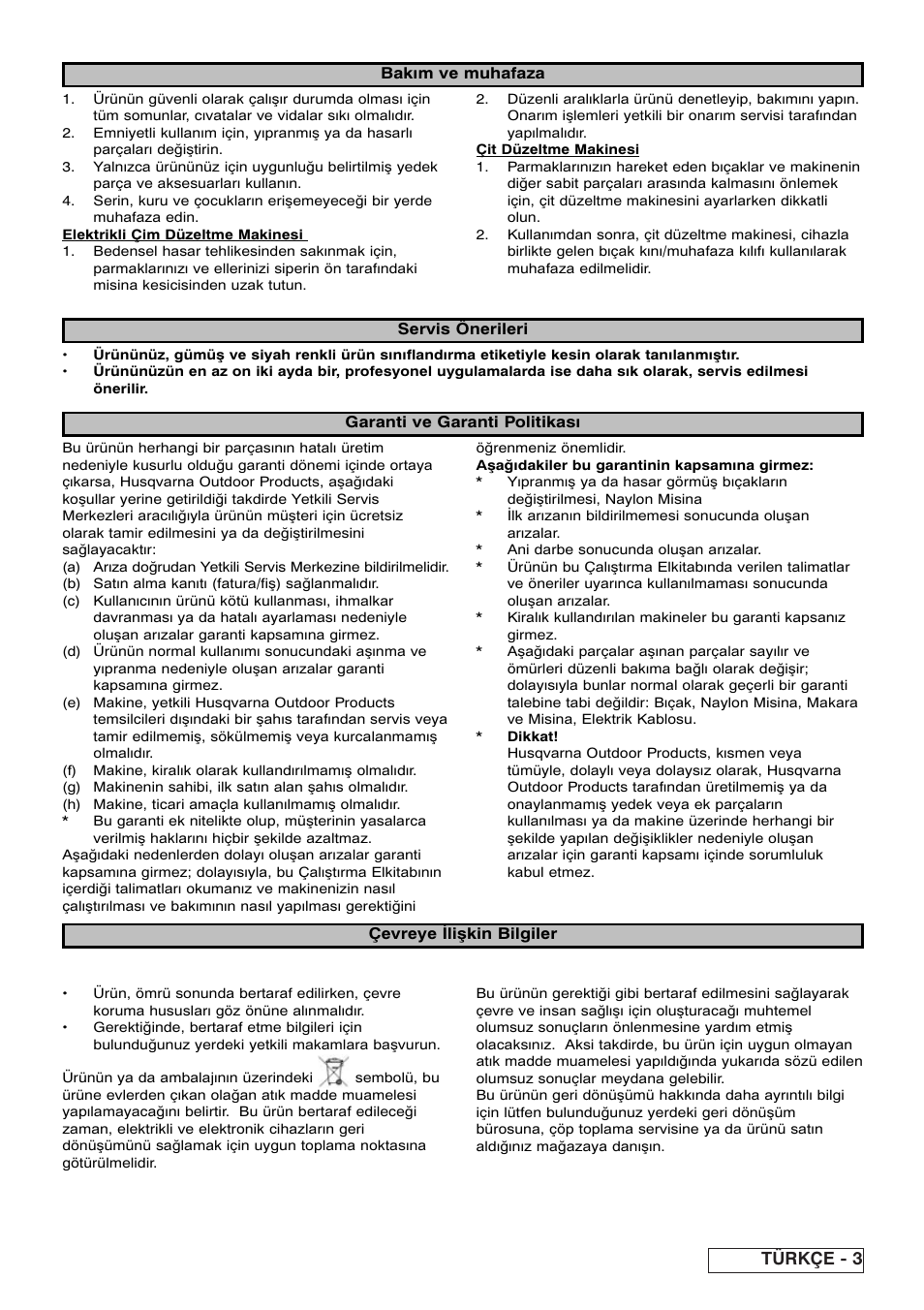 Türkçe - 3 | Partner Safety Book User Manual | Page 61 / 72