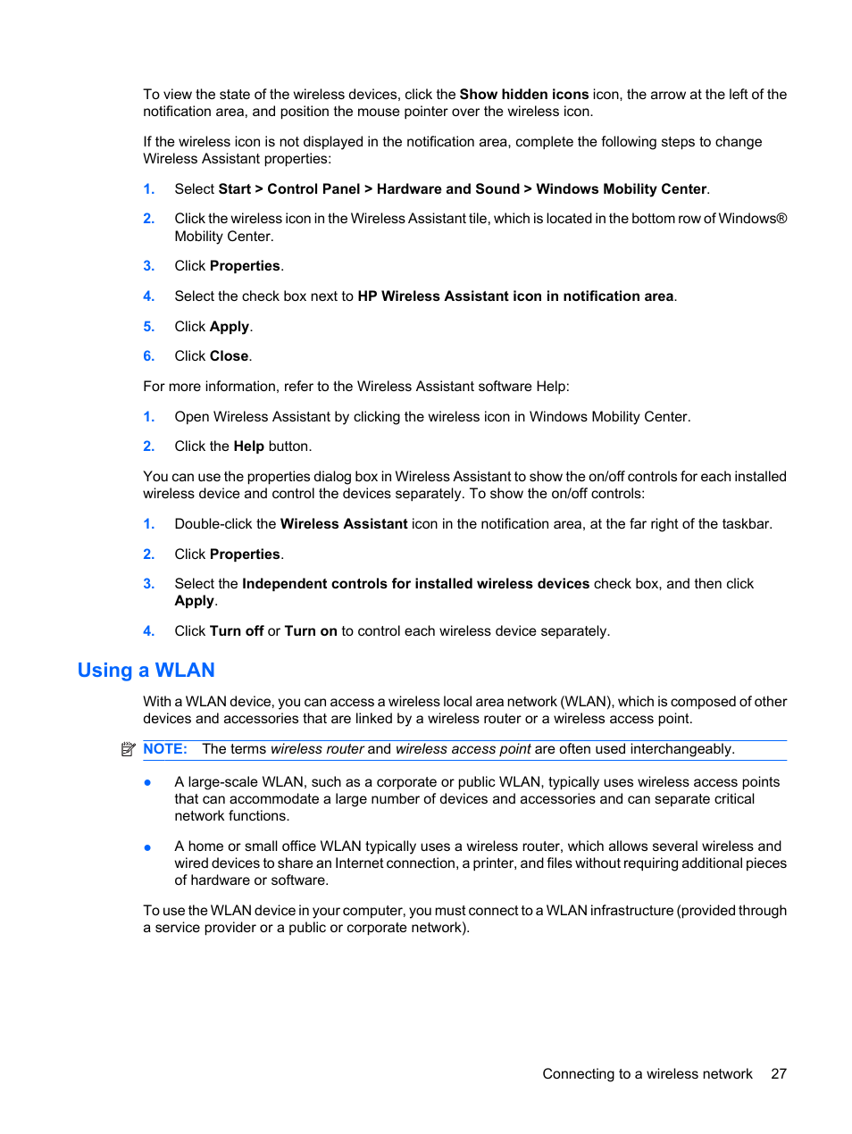 Using a wlan | Compaq Bluetooth Headset User Manual | Page 35 / 85