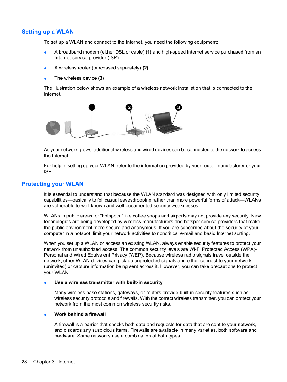 Setting up a wlan, Protecting your wlan, Setting up a wlan protecting your wlan | Compaq Bluetooth Headset User Manual | Page 36 / 85